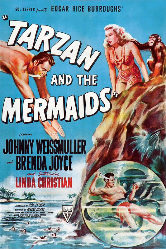 Tarzan And The Mermaids Classic Movie Action Adventure Poster Wall Art Print Home Wall Decor - xonomax