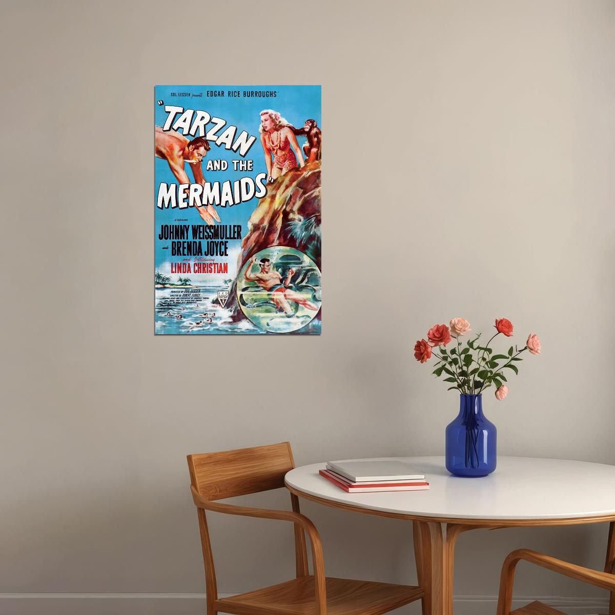 Tarzan And The Mermaids Classic Movie Action Adventure Poster Wall Art Print Home Wall Decor - xonomax