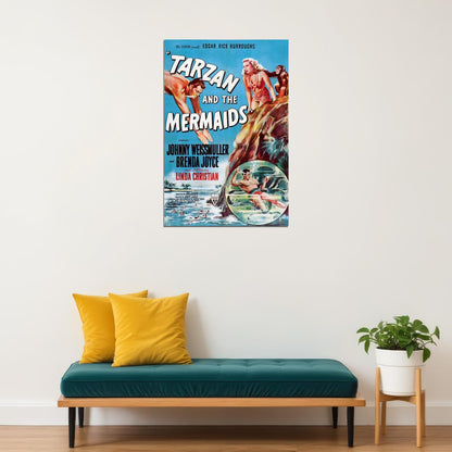 Tarzan And The Mermaids Classic Movie Action Adventure Poster Wall Art Print Home Wall Decor - xonomax