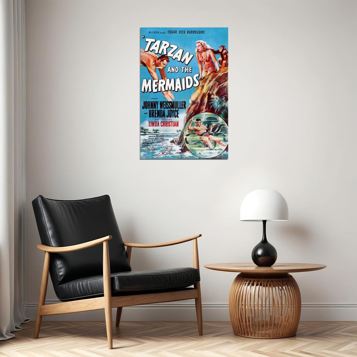 Tarzan And The Mermaids Classic Movie Action Adventure Poster Wall Art Print Home Wall Decor - xonomax