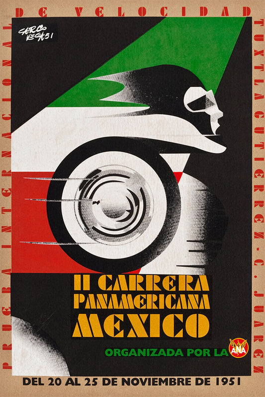 Pan American Race 1951 Mexico Vintage Car Racing Poster Wall Art Print Home Wall Decor - xonomax