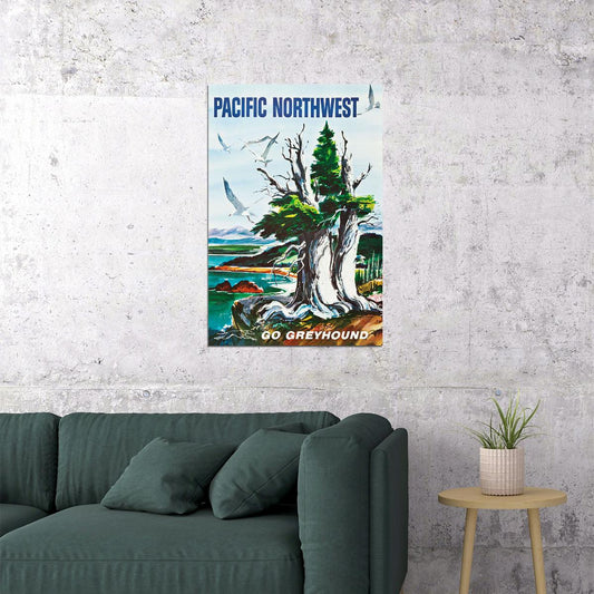 Pacific Northwest Greyhound Bus Line 1960s Vintage Poster Wall Art Print Home Wall Decor - xonomax
