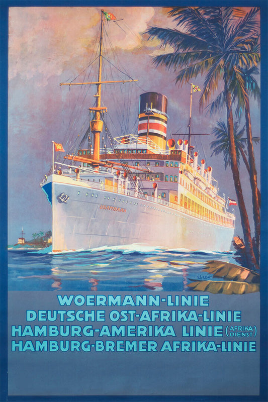 Hamburg To Africa German Cruise Ship Vintage Travel Poster Wall Art Print Home Wall Decor - xonomax