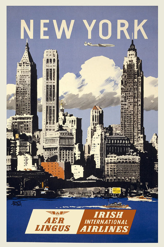 Irish Airlines New York Airline Vintage Travel Poster Wall Art Print Home Wall Decor - xonomax