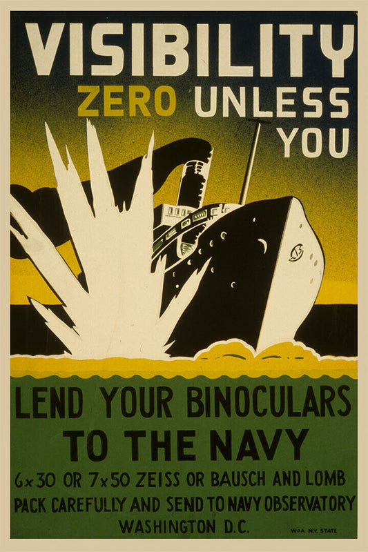 Lend Your Binoculars Navy World War 2 Vintage Style Poster Wall Art Print Home Wall Decor - xonomax