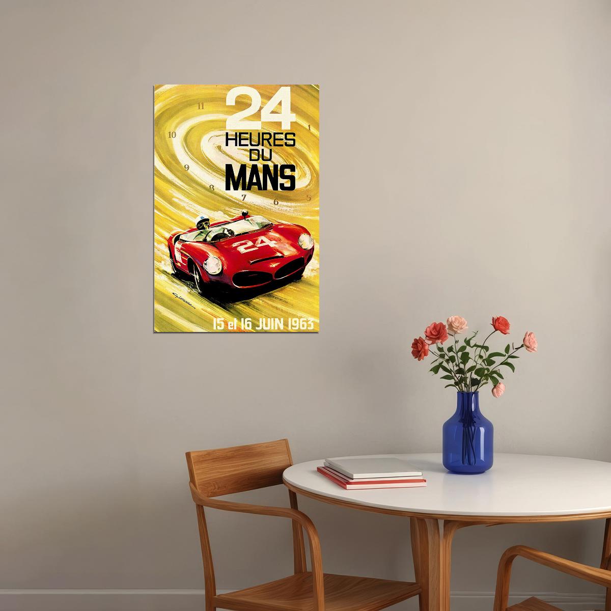 Affiche Poster Des 24 Heures Du Mans 1963 - Course Automobile Vintage - Posters Emporium