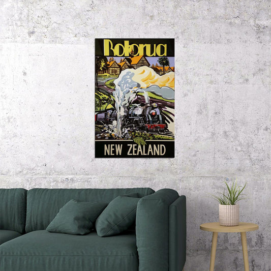 New Zealand Rotorua Railroad Vintage Travel Retro Poster Wall Art Print Home Wall Decor - xonomax