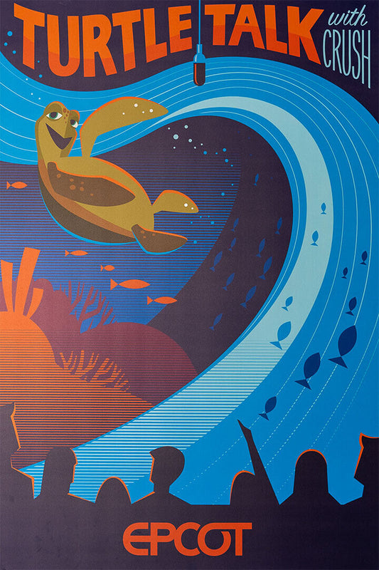 Epcot Center Attraction Turtle Talk Vintage Style Poster Wall Art Print Home Wall Decor - xonomax