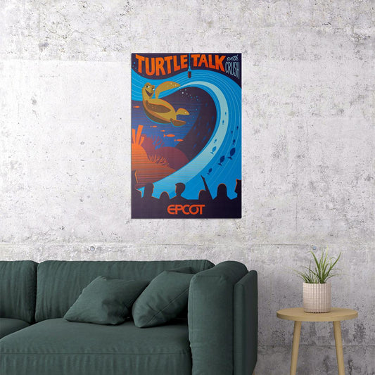 Epcot Center Attraction Turtle Talk Vintage Style Poster Wall Art Print Home Wall Decor - xonomax