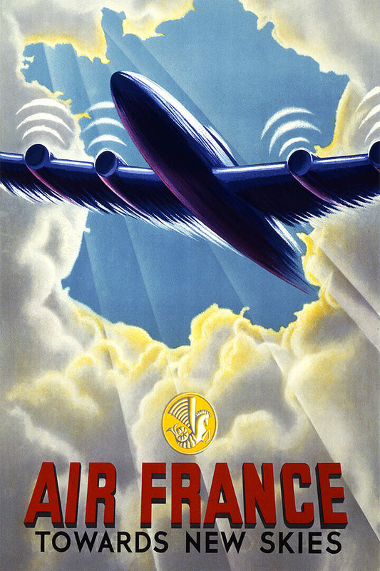 Air France Towards New Skies Vintage Airline Travel Poster Wall Art Print Home Wall Decor - xonomax