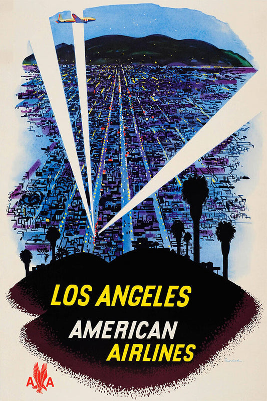 American Airlines California Los Angeles Vintage Travel Poster Wall Art Print Home Wall Decor - xonomax