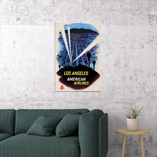 American Airlines California Los Angeles Vintage Travel Poster Wall Art Print Home Wall Decor - xonomax