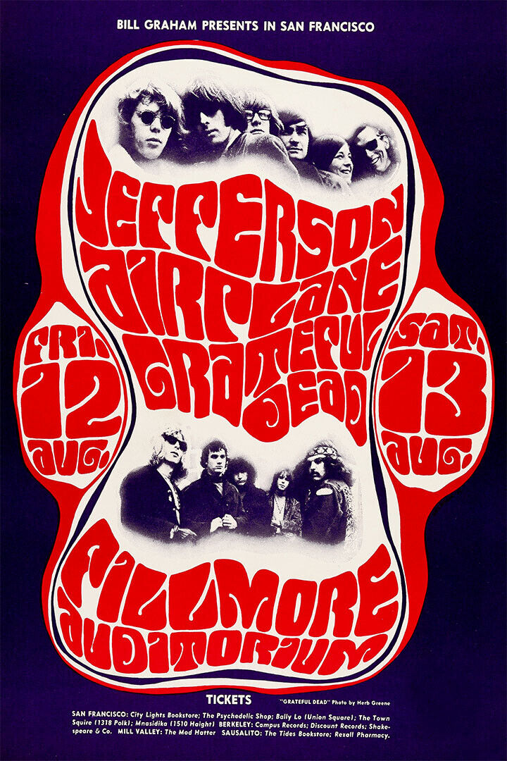 Grateful Dead Jefferson Airplane Fillmore Concert Poster Wall Art Print Home Wall Decor - xonomax