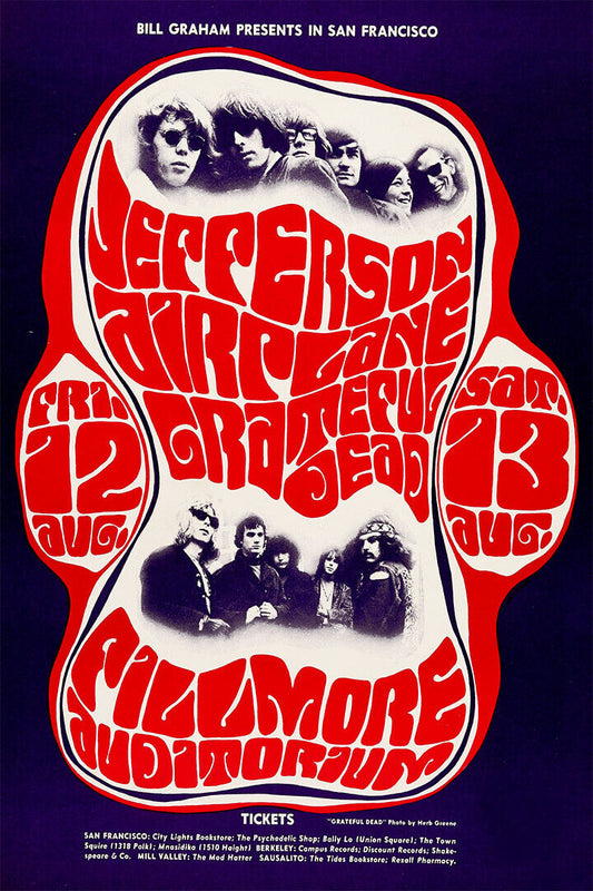 Grateful Dead Jefferson Airplane Fillmore Concert Poster Wall Art Print Home Wall Decor - xonomax