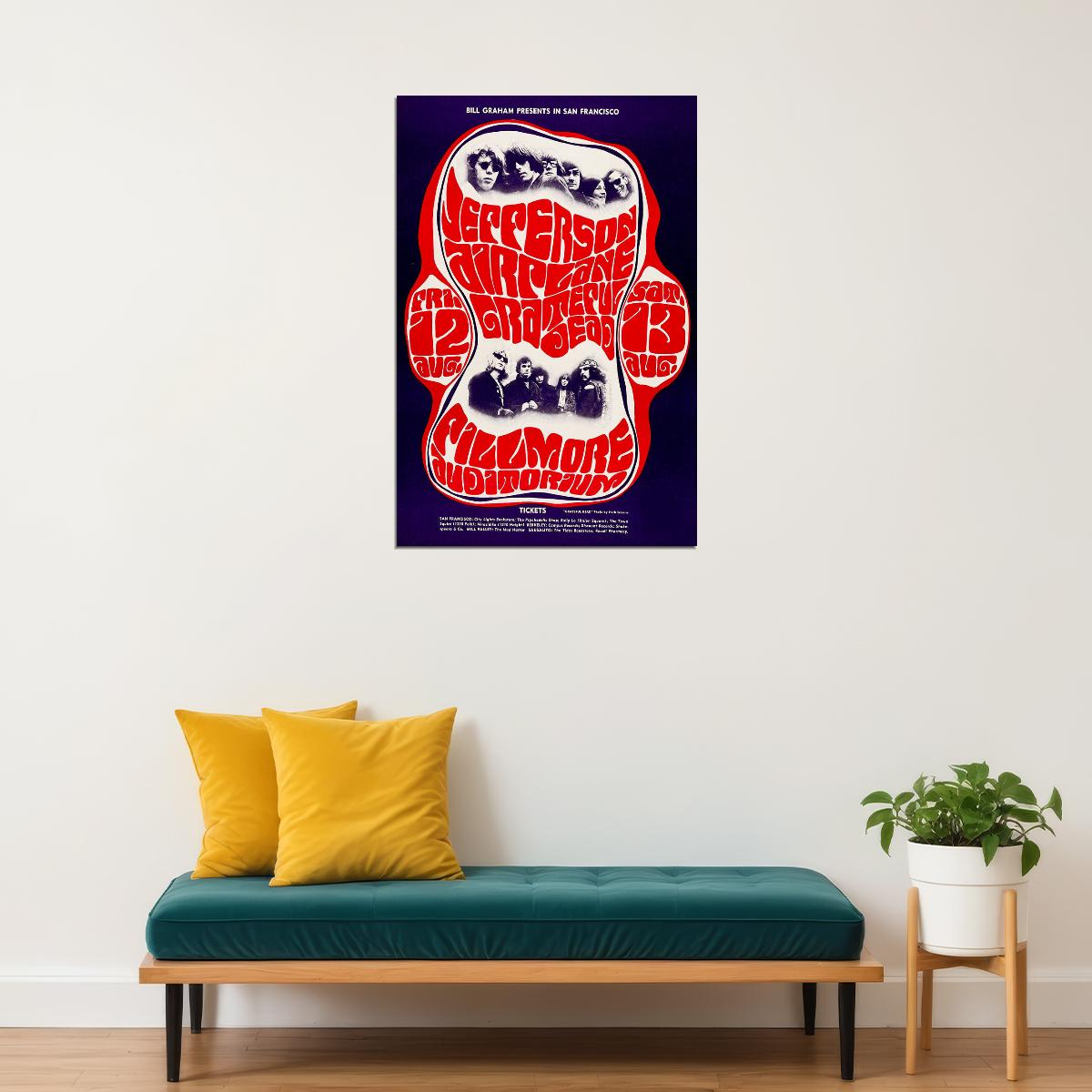 Grateful Dead Jefferson Airplane Fillmore Concert Poster Wall Art Print Home Wall Decor - xonomax