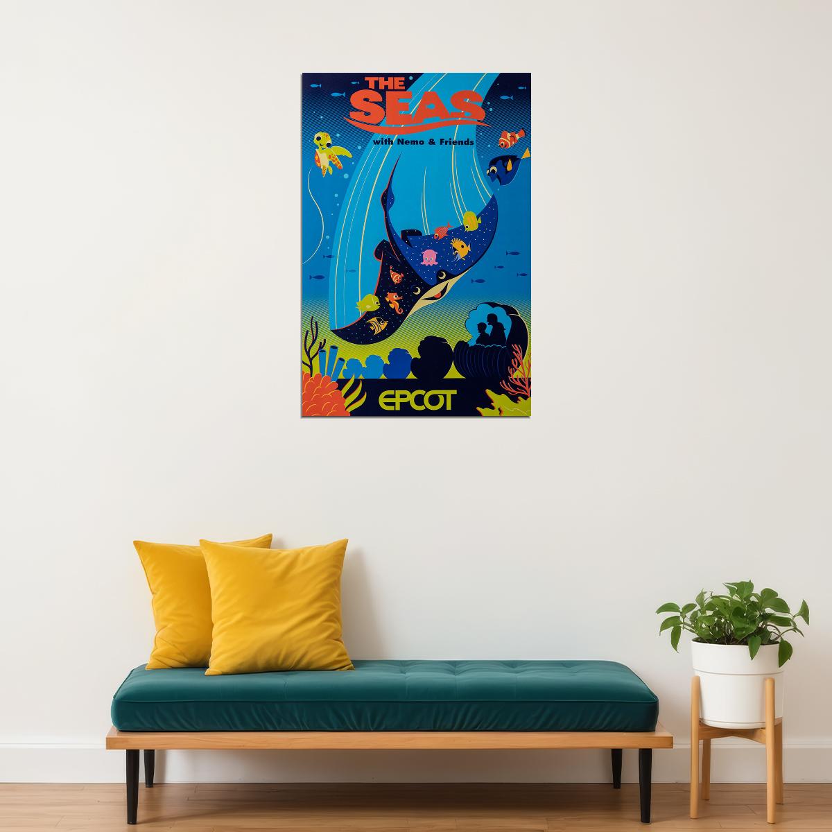Epcot Center Attraction The Seas American Action Poster Wall Art Print Home Wall Decor - xonomax
