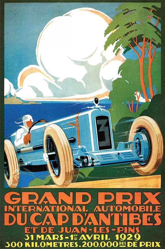 Vintage Racing Grand Prix 1929 Race Auto Poster Wall Art Print Home Wall Decor - xonomax