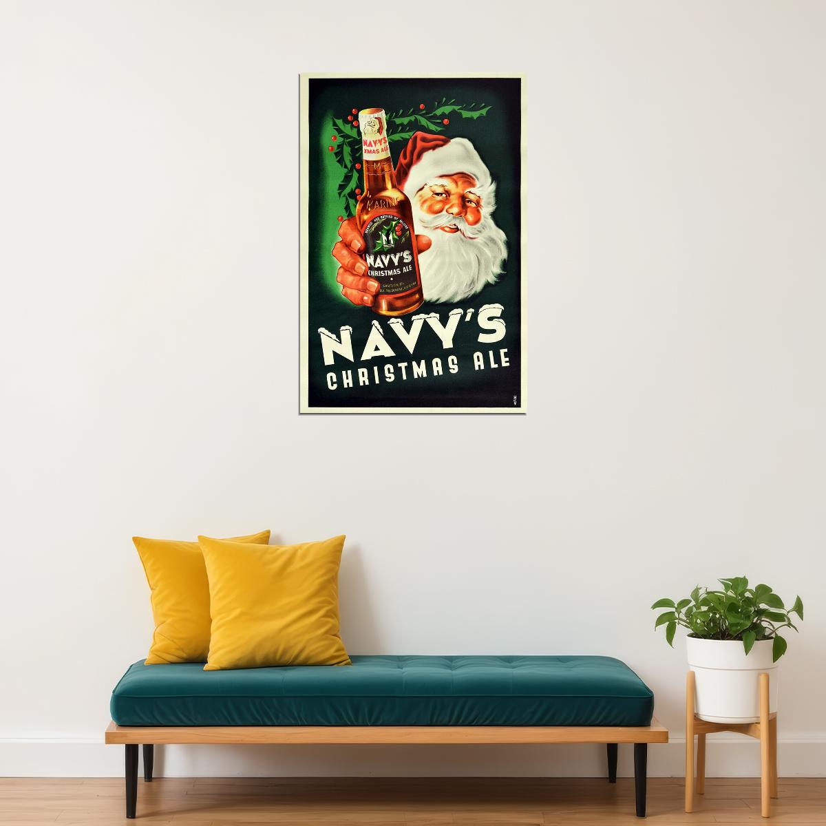Navy's Christmas Ale Christmas Holiday Beer Wine Poster Wall Art Print Home Wall Decor - xonomax