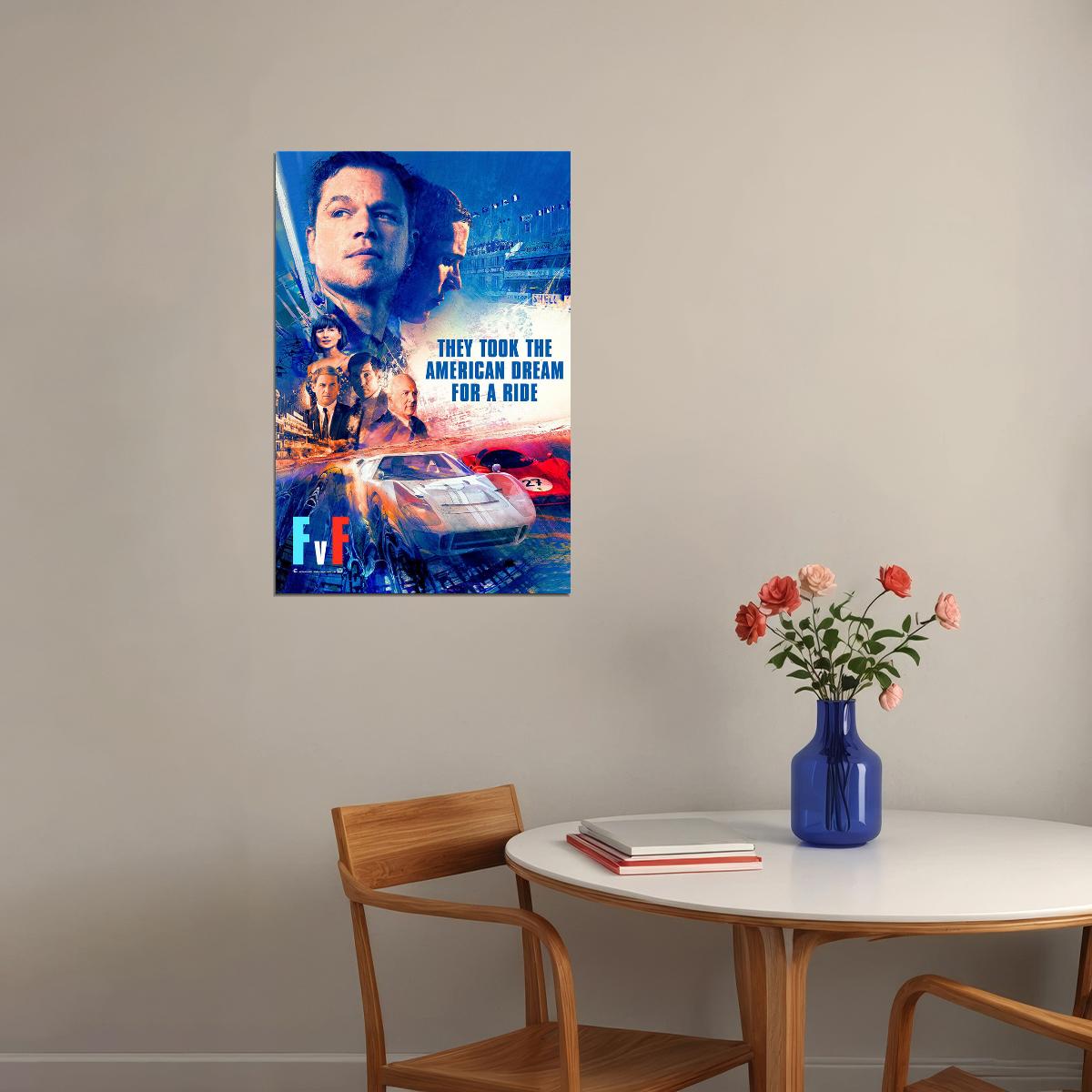 Ford V Ferrari Movie Christian Bale Car Action Poster Wall Art Print Home Wall Decor - xonomax