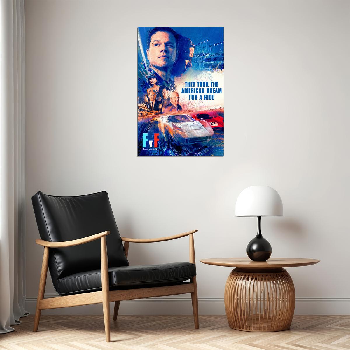 Ford V Ferrari Movie Christian Bale Car Action Poster Wall Art Print Home Wall Decor - xonomax