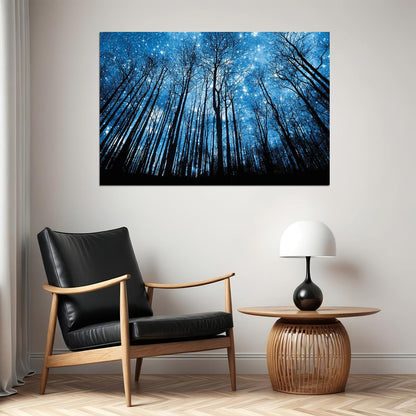 Night Of The Winter Forest Landscape Space Poster Wall Art Print Home Wall Decor - xonomax