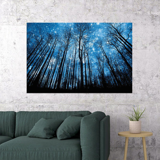 Night Of The Winter Forest Landscape Space Poster Wall Art Print Home Wall Decor - xonomax