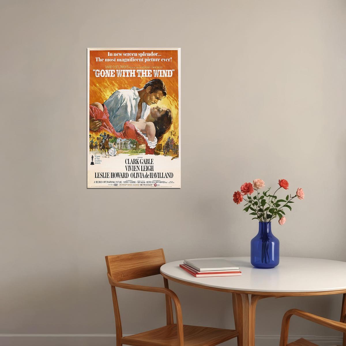 Gone With The Wind Romance Drama Movie Film Gift Poster Wall Art Print Home Wall Decor - xonomax