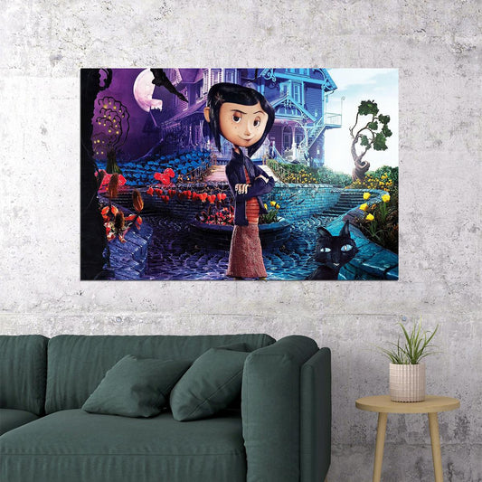Coraline Cartoon Movie Animation Cute Gift Poster Wall Art Print Home Wall Decor - xonomax