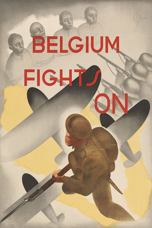 Belgium Fights On World War 2 Ww2 Vintage Poster Wall Art Print Home Wall Decor - xonomax