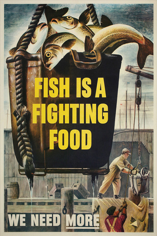 Fish Is A Fighting Food World War 2 Ww2 Vintage Style Poster Wall Art Print Home Wall Decor - xonomax