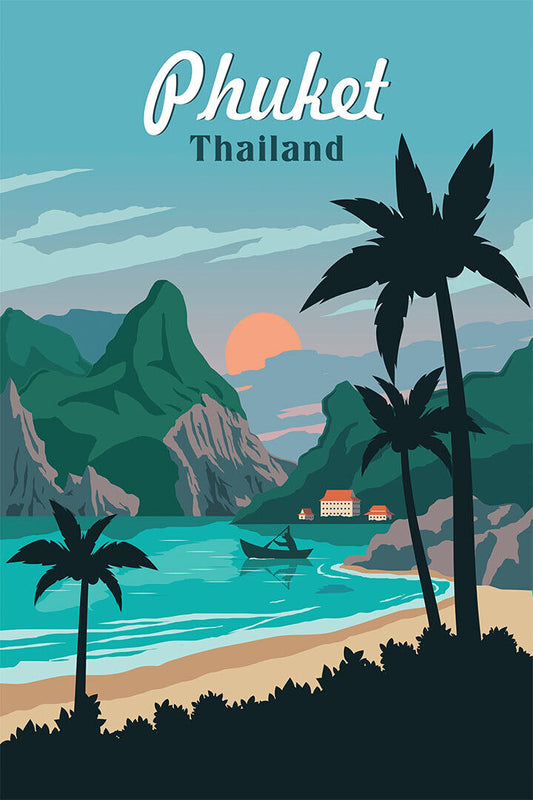 Phuket Thailand Travel Retro Vintage Style Poster Wall Art Print Home Wall Decor - xonomax
