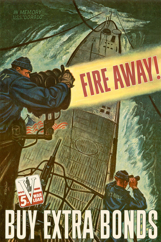Fire Away War Bonds World War 2 Ww2 Vintage Poster Wall Art Print Home Wall Decor - xonomax