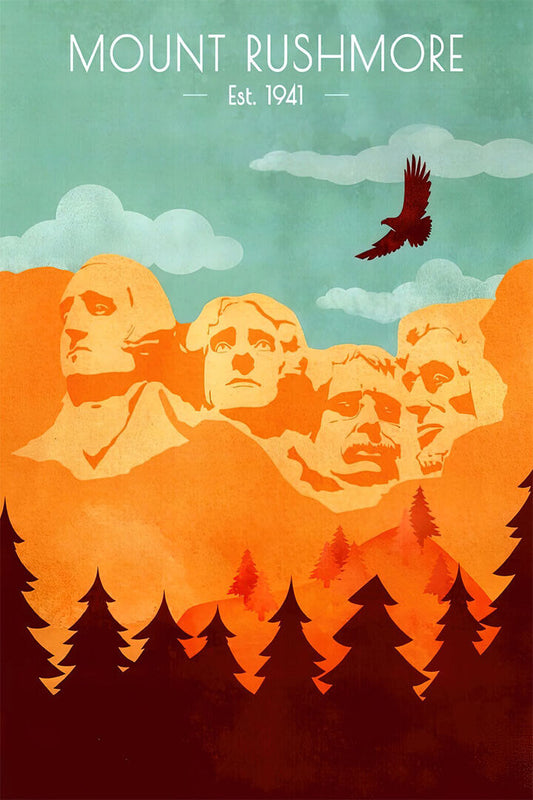 Travel Mount Rushmore Travel Vintage Style Poster Wall Art Print Home Wall Decor