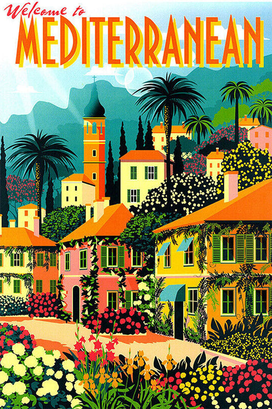 Welcome To The Mediterranean Vintage Travel Retro Poster Wall Art Print Home Wall Decor - xonomax
