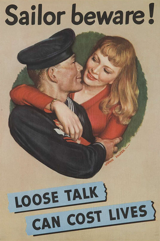 Sailor Beware! Loose Talk Can Cost Lives World War 2 Poster Wall Art Print Home Wall Decor