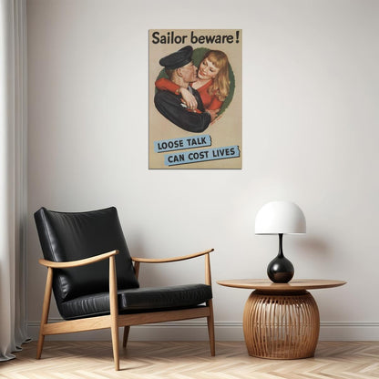 Sailor Beware! Loose Talk Can Cost Lives World War 2 Poster Wall Art Print Home Wall Decor
