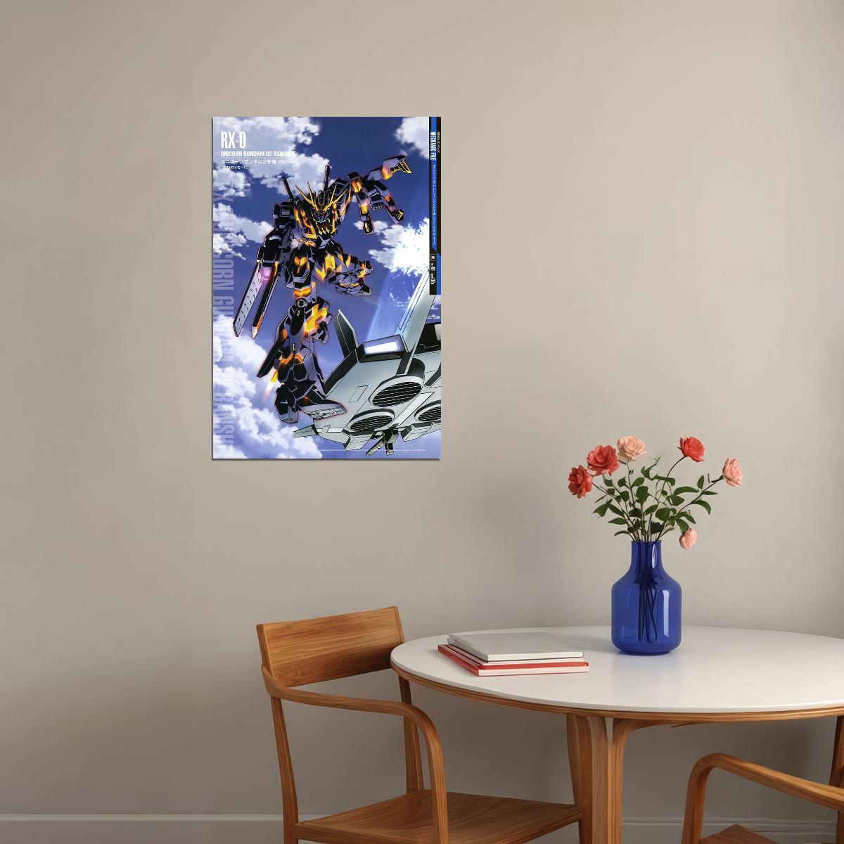 Unicorn Gundam Japanese Anime Gundam Mechanical Poster Wall Art Print Home Wall Decor - xonomax