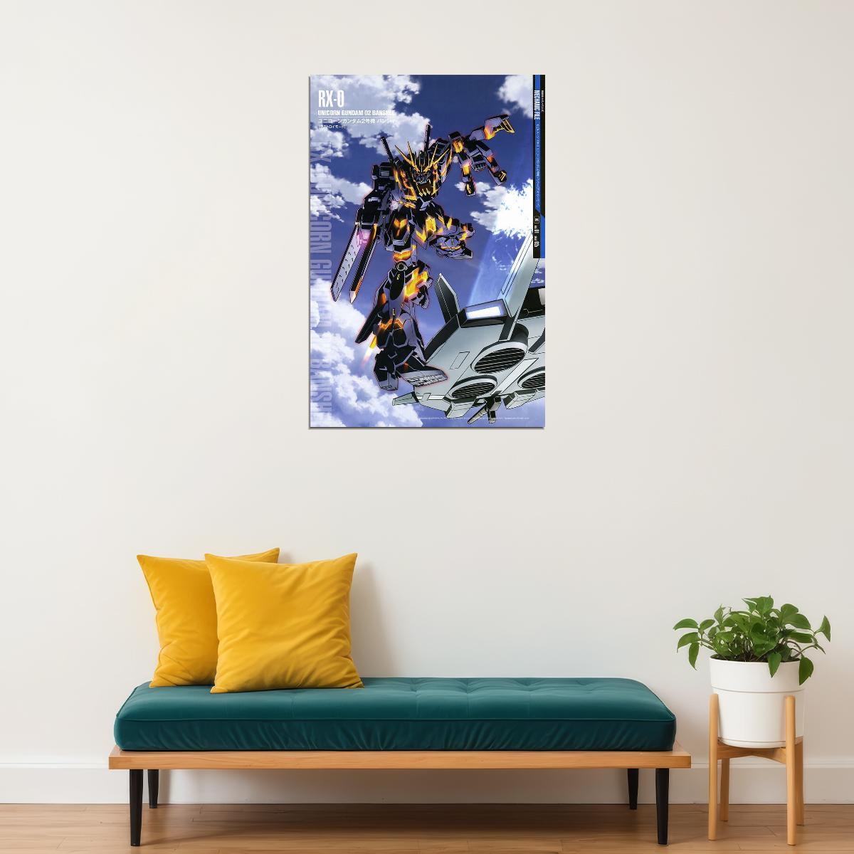 Unicorn Gundam Japanese Anime Gundam Mechanical Poster Wall Art Print Home Wall Decor - xonomax
