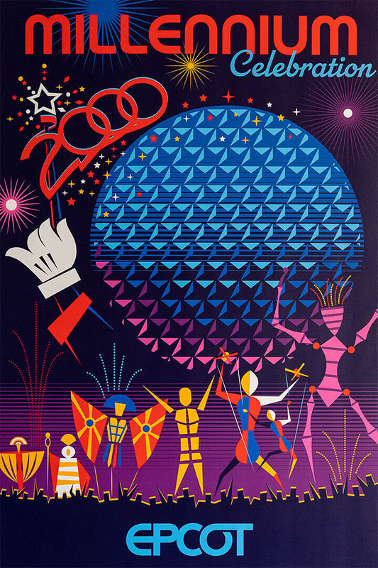 Epcot Center Attraction Millennium Celebration Poster Wall Art Print Home Wall Decor - xonomax