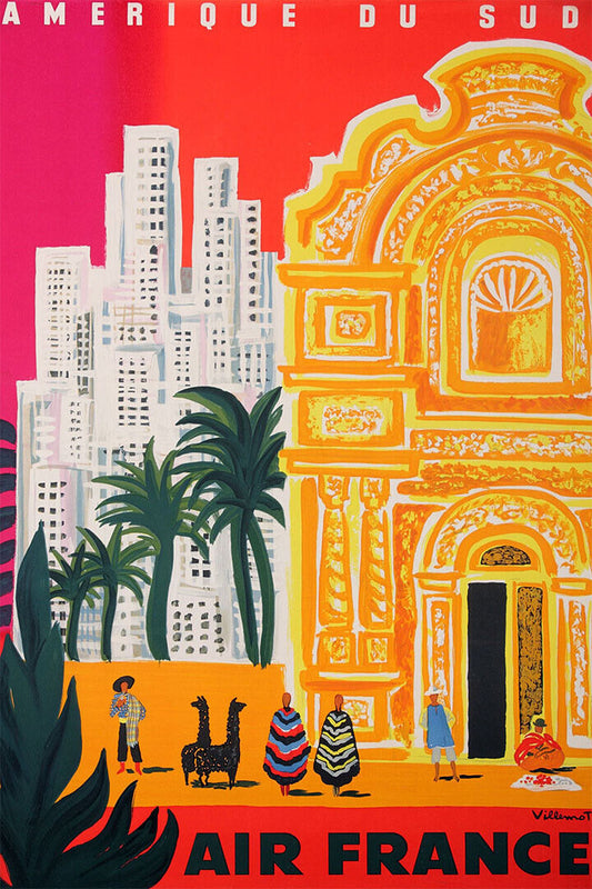 Air France South America Airline Vintage Travel Poster Wall Art Print Home Wall Decor - xonomax