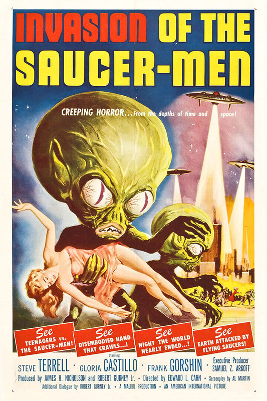 Invasion Of The Saucer Men Movie Vintage Horror Comedy Poster Wall Art Print Home Wall Decor - xonomax