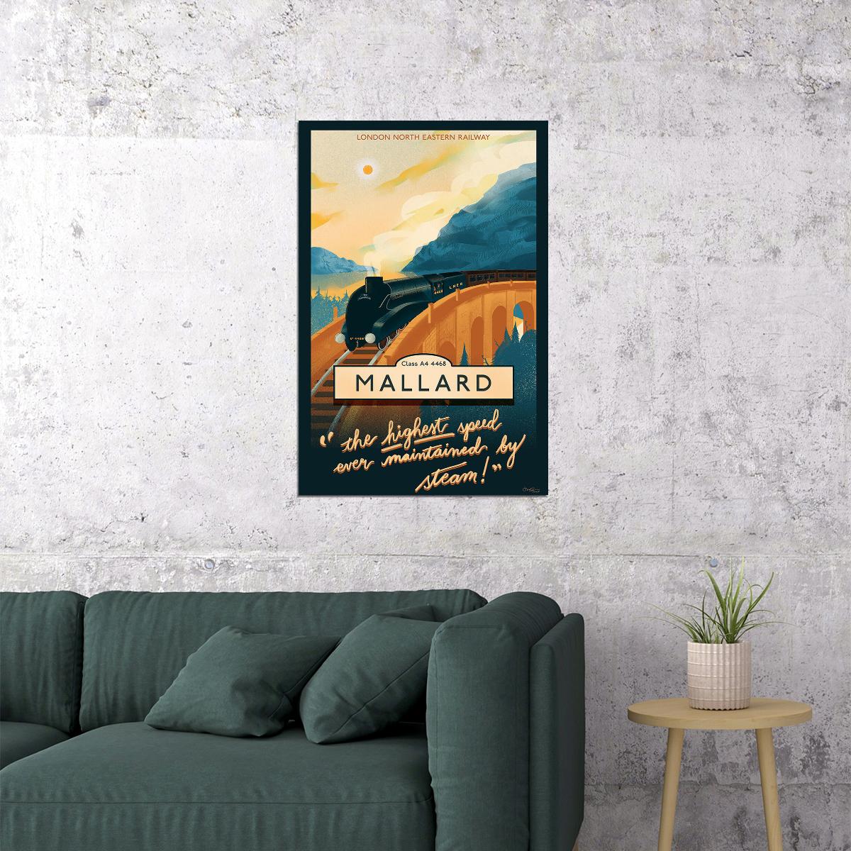 Mallard London Eastern Railway Travel Poster Wall Art Print Home Wall Decor - xonomax