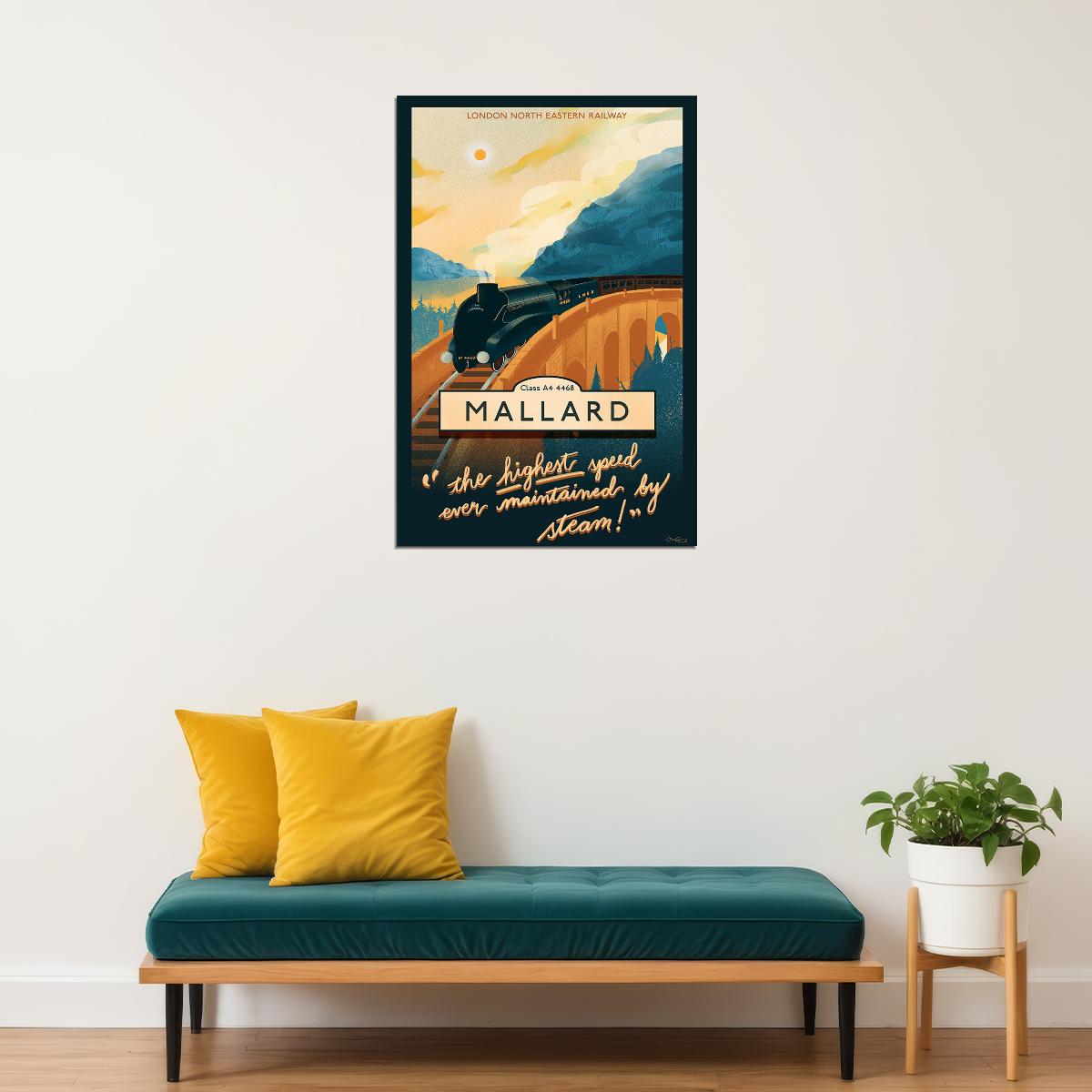 Mallard London Eastern Railway Travel Poster Wall Art Print Home Wall Decor - xonomax
