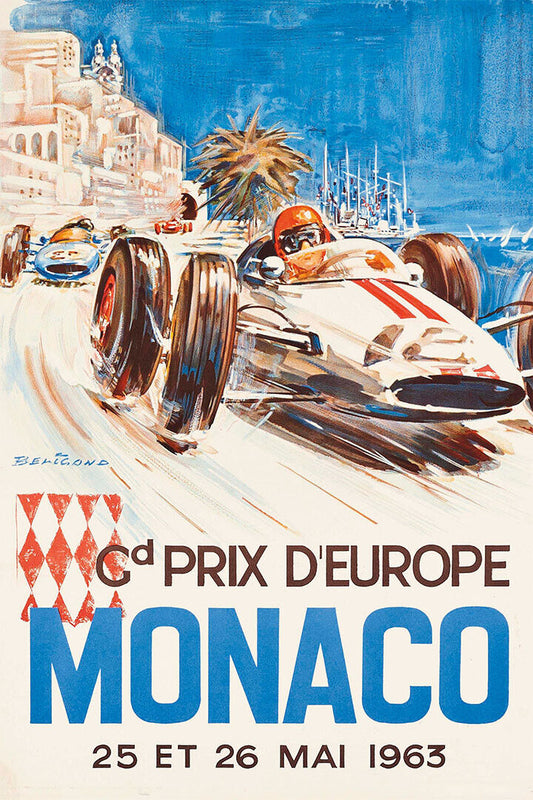 Monaco Grand Prix 1963 Vintage Style Racing Travel Poster Wall Art Print Home Wall Decor - xonomax