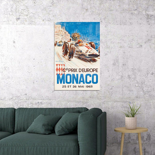 Monaco Grand Prix 1963 Vintage Style Racing Travel Poster Wall Art Print Home Wall Decor - xonomax