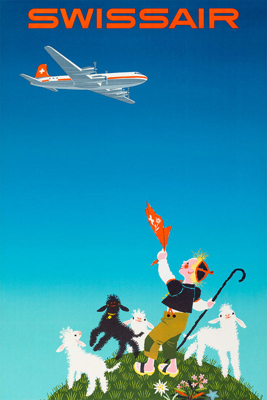 Swissair Airline Of Switzerland 1960s Vintage Travel Poster Wall Art Print Home Wall Decor - xonomax
