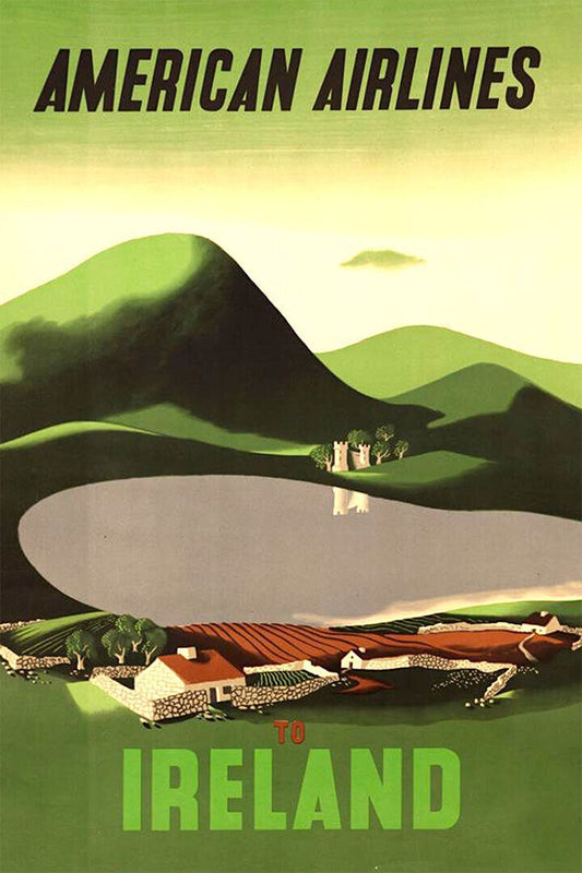 American Airlines Ireland Vintage Airline Travel Poster Wall Art Print Home Wall Decor - xonomax