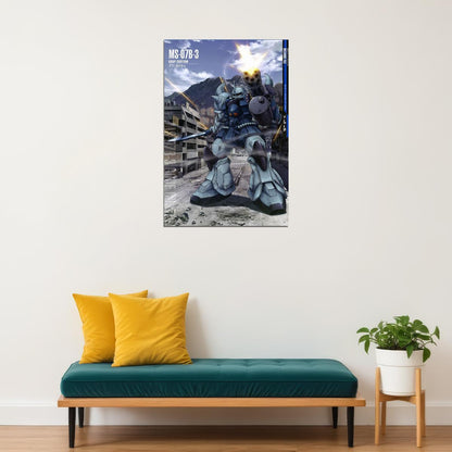 Gouf Custom Ms-07b-3 Gundam Mechanical Japanese Anime Poster Wall Art Print Home Wall Decor - xonomax
