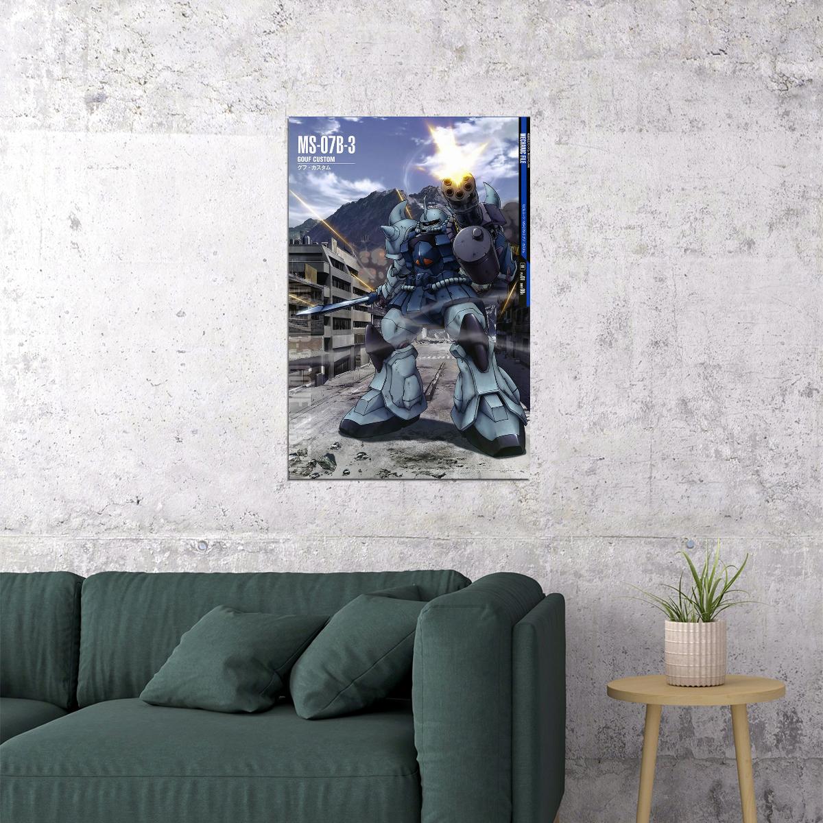 Gouf Custom Ms-07b-3 Gundam Mechanical Japanese Anime Poster Wall Art Print Home Wall Decor - xonomax