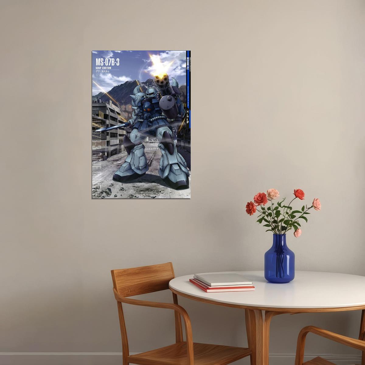 Gouf Custom Ms-07b-3 Gundam Mechanical Japanese Anime Poster Wall Art Print Home Wall Decor - xonomax